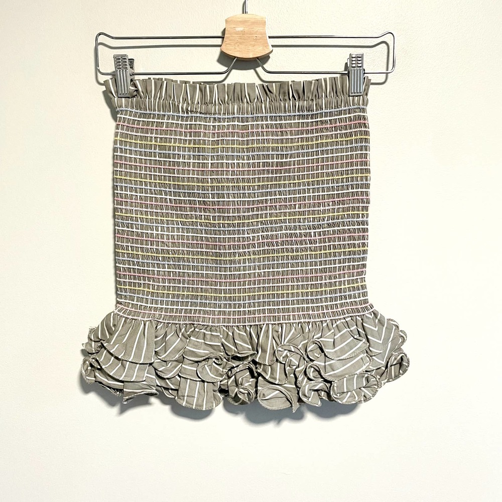 BRAND NEW Petersyn Barrett Skirt Smocked Ruffle Hem Mini Revolve Size S - Picture 9 of 13